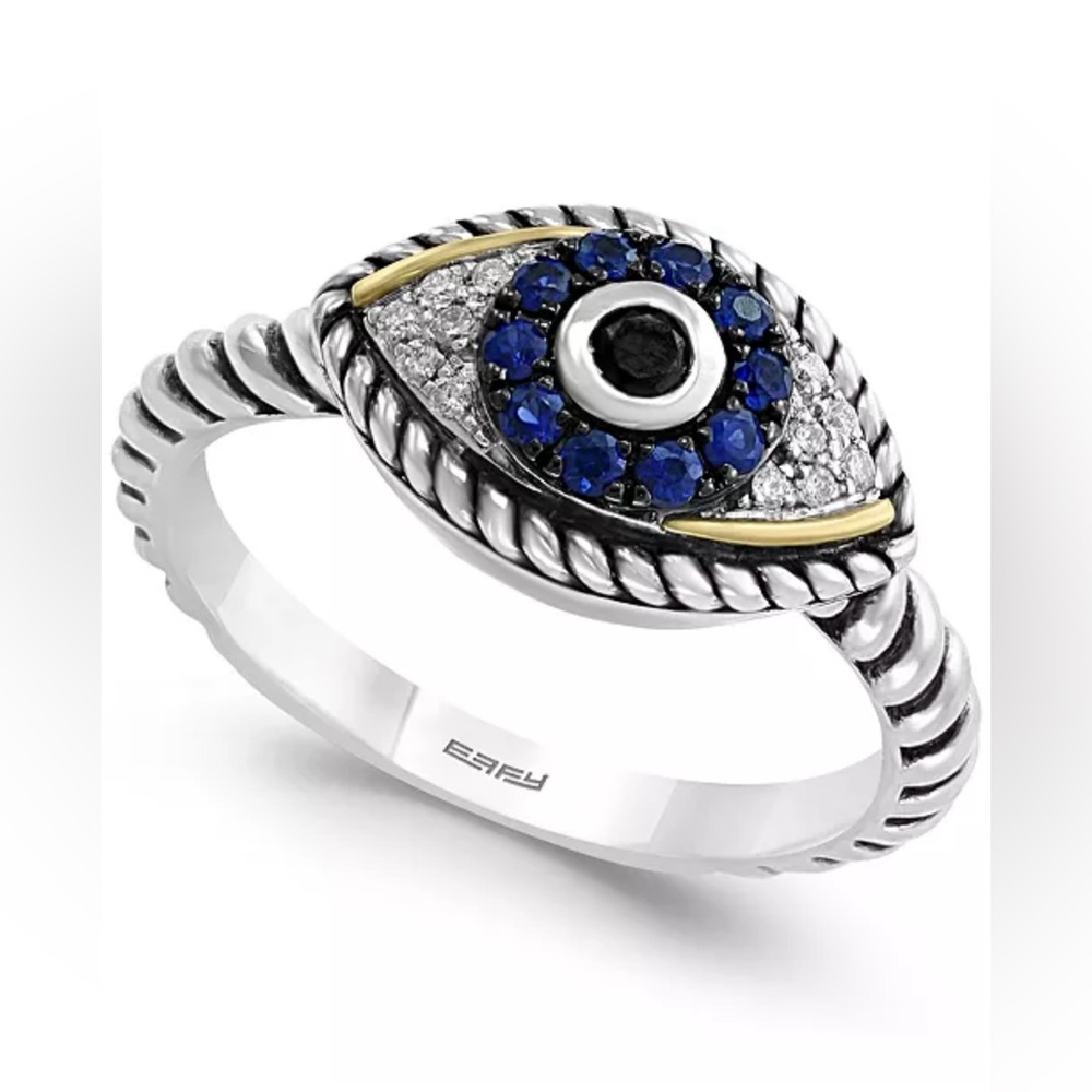 EFFY Evil Eye Necklace Diamond and Sapphire - Picture 3 of 8